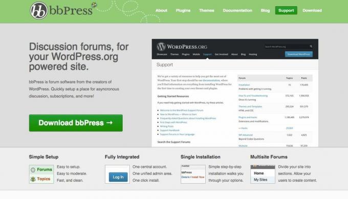 BbPress bezmaksas tiešsaistes foruma rīka ekrānuzņēmums