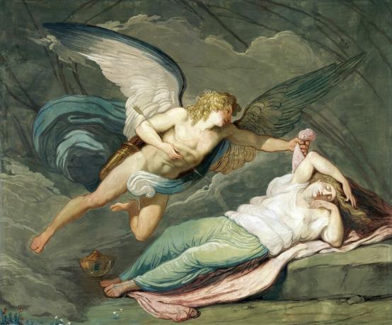 Aina no Felida Giani, 1794. gads, mīta par Cupid un psihi, tempera sienas gleznojums