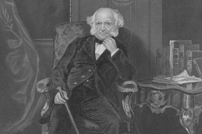 Iegravēts vecāka gadagājuma Martin Van Buren portrets