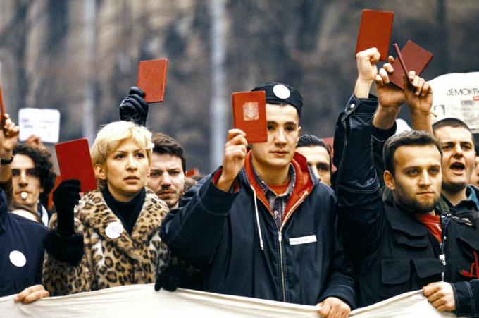 Serbija - Belgrada - Studentu demonstrācija pret Miloševiču