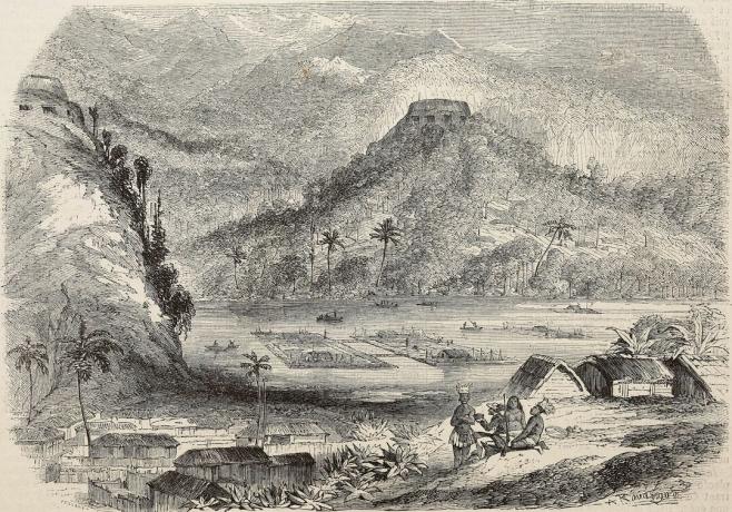 Činampa vai Peldošie dārzi, Meksika (1860. gada ilustrācija)