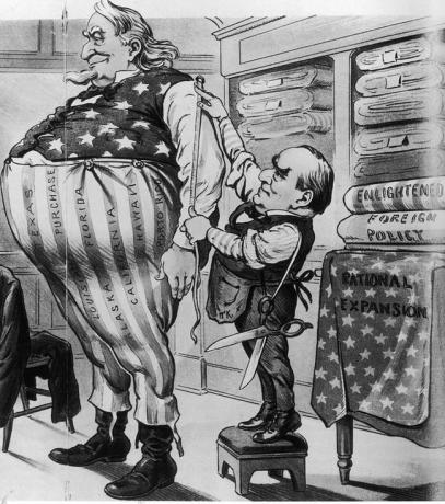 Karikatūra par amerikāņu ekspansionismu, 1900. gads
