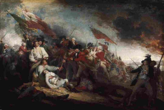 Ģenerāļa Vorena nāve Bunkera kalna kaujā 1775. gada 17. jūnijā, gleznojis Džons Trumbuls.