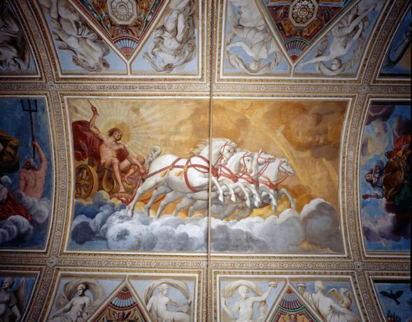 Antonio Marijas Viani autors Apollo vadītais Saules ratu griestu sienas gleznojums