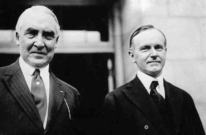 Warren Harding un Calvin Coolidge fotogrāfija