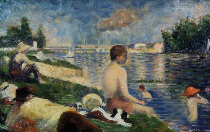 Georges Seurat pēdējais pētījums par peldētājiem Asnieres