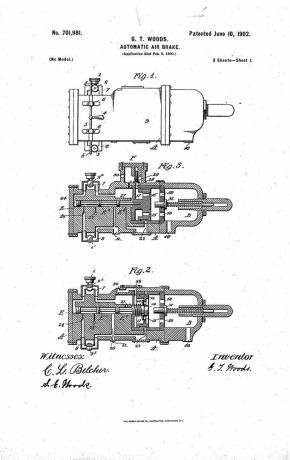 Granvila T. patents Vudsa automātiskā gaisa bremze, 1902. gads