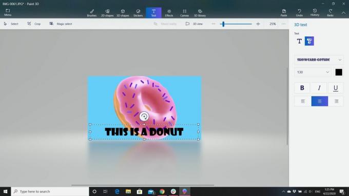 Programma Paint 3D ļauj pievienot tekstu sīktēlam