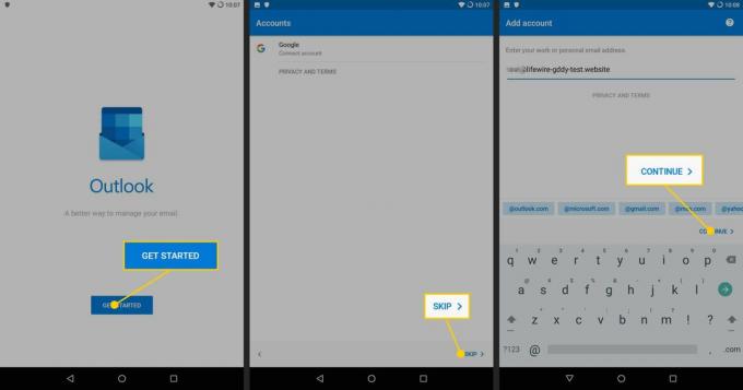 Ievadiet savu GoDaddy e-pasta adresi programmā Outlook for Android.