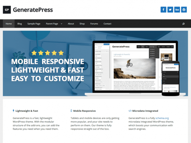 GeneratePress WordPress motīvs