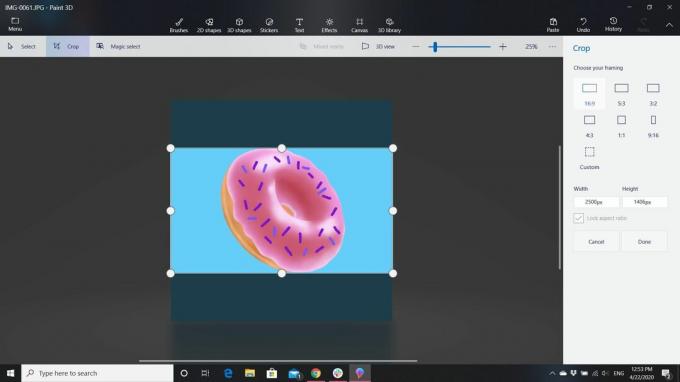 Izmantojiet Paint 3D, lai apgrieztu un mainītu sīktēla izmēru