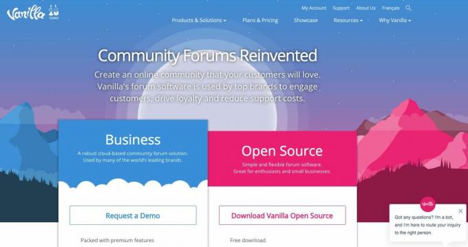 Emuāra vai vietnes Vanilla Forums foruma rīka ekrānuzņēmums