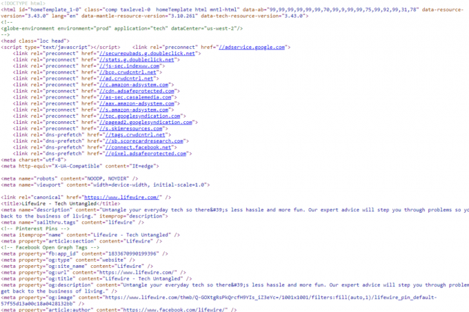 HTML kods vietnē Lifewire.com